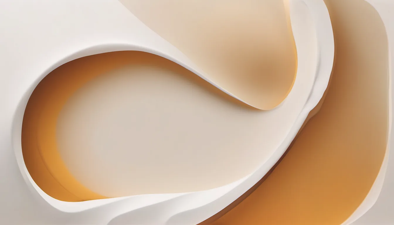 Abstract enclosing shell illustration in amber and pale sand on white — decorative header for Privacy Policy